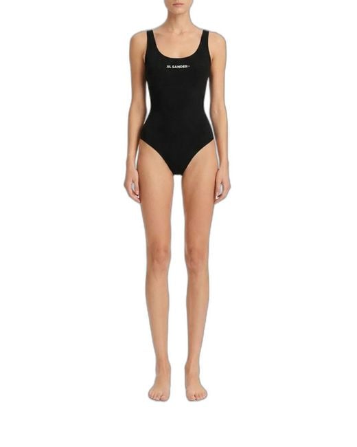 Jil Sander Black One Piece Swimsuit With Logo