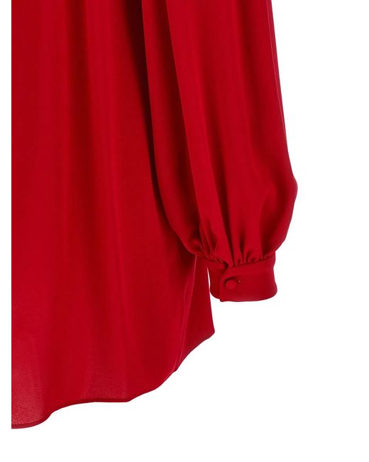 Valentino Garavani Red Silk Shirt With Bow