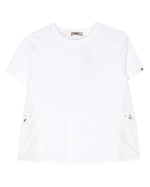 Herno White Colourblock Panelled T Shirt