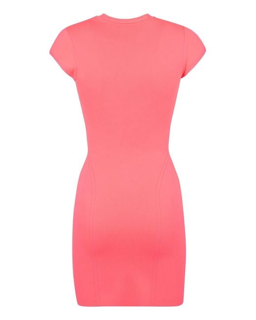 Victoria Beckham Pink Cap Sleeve Fitted Mini Dress