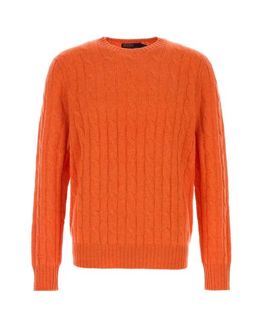 Polo Ralph Lauren Orange Ls Cable Cn-Long Sleeve-Pullover for men