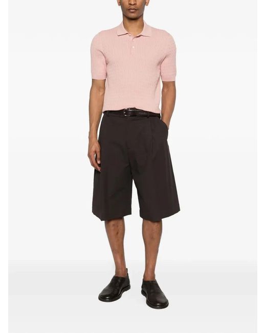 Tagliatore Pink Polo Shirt With Cable Knit for men