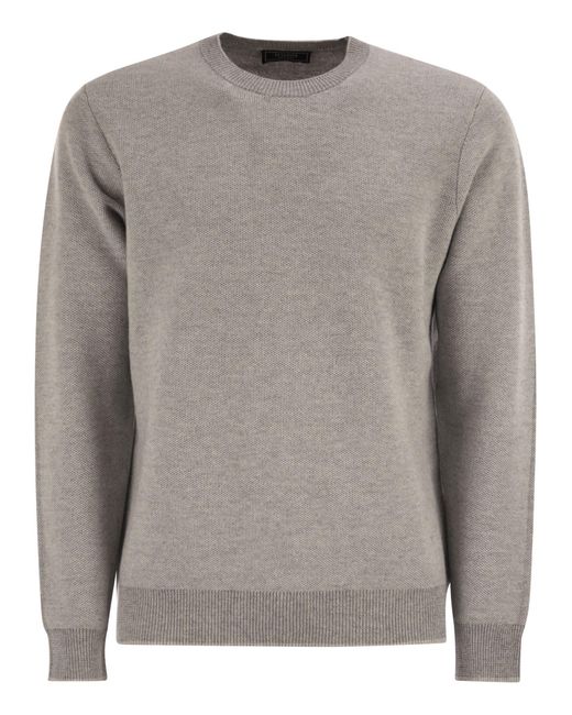 Peserico Gray Wool And Cashmere Jumper for men
