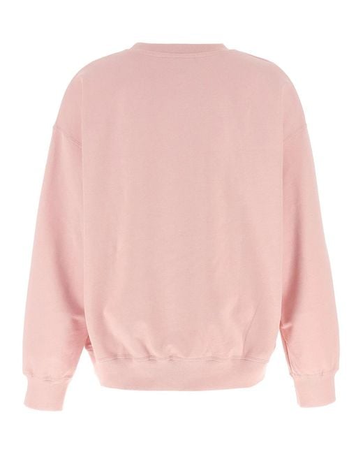 Ganni Pink Front Print Sweatshirt