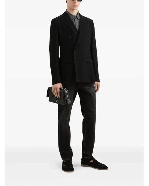 Dolce & Gabbana Black Double-Breasted Taormina Jersey Jacket for men