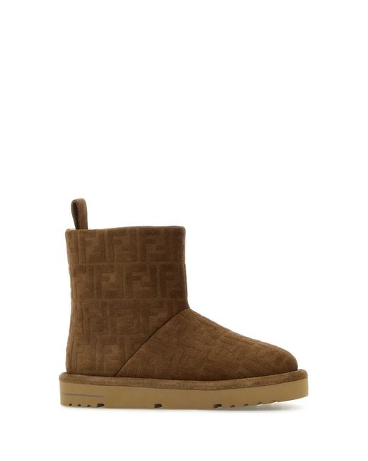 Fendi Brown Suede Ankle Boots for men
