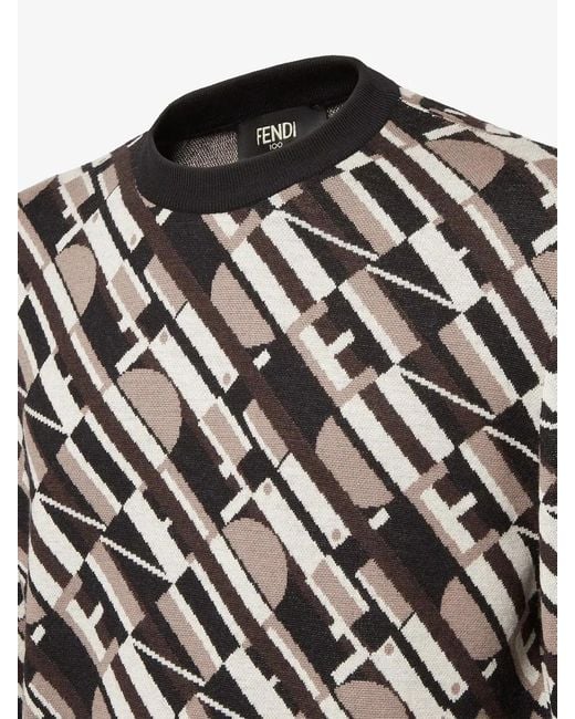 Fendi Black Wool Sweater Crew Neck for men