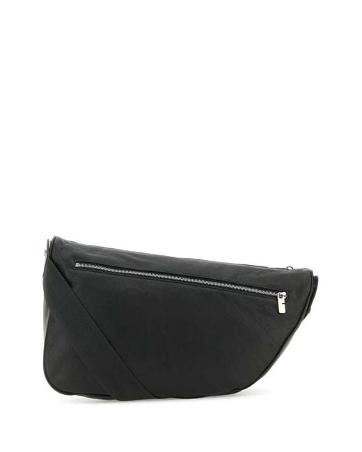 Burberry Black Slate Leather Large Shield Crossbody Bag for men