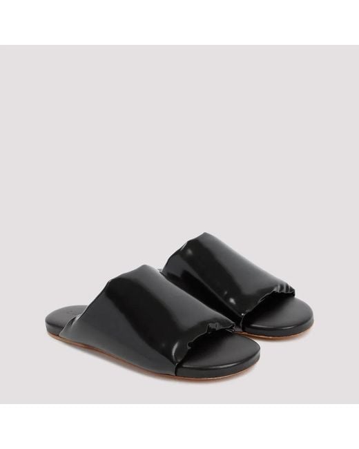 Bottega Veneta Black Nappa Leather Cushion Sandals Sheepskin