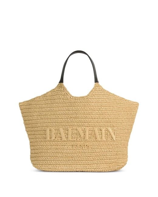 Balmain Natural Large Crochet Tote Bag