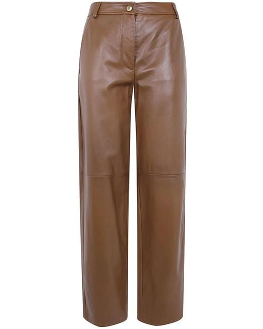 Max Mara Brown "Mst Legno" Nappa Leather Trousers