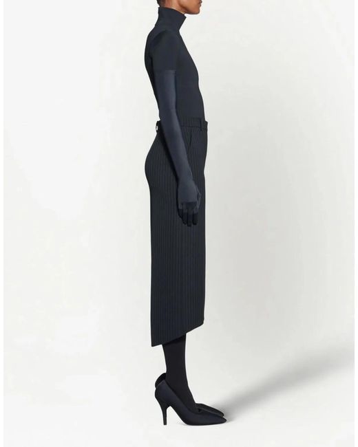 Balenciaga Blue Hourglass Pinstripe Pencil Skirt