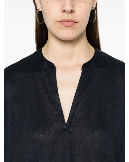 Majestic Black Linen Blend Tunic Dress