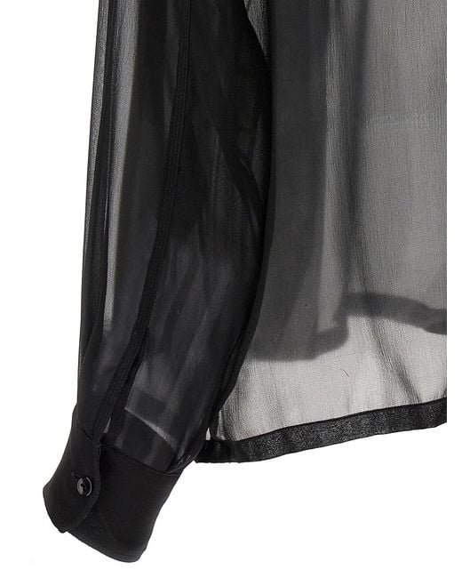 Saint Laurent Black Silk Crepe Muslin Shirt