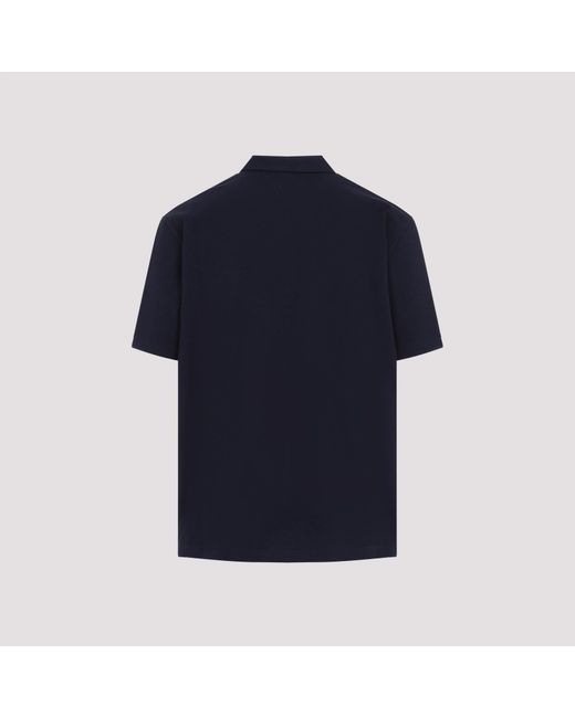 Bottega Veneta Blue Short Sleeve Cotton Polo Shirt for men