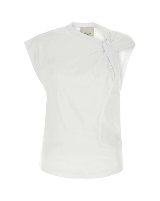 Isabel Marant White Nayda Sleeveless T-Shirt Knot Detail