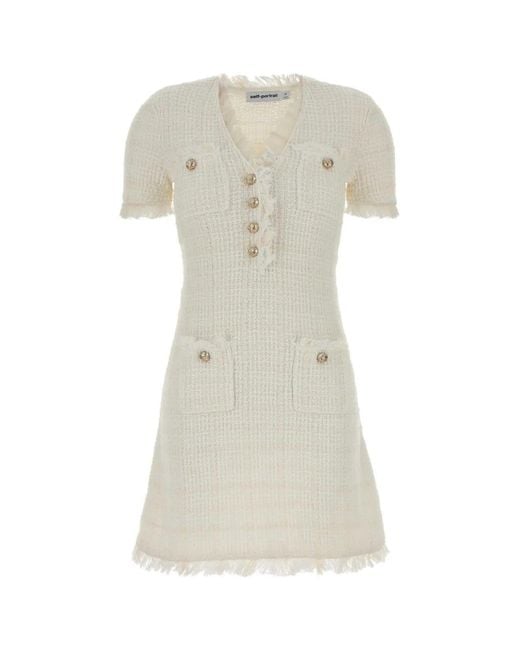Self-Portrait White Self Portrait Textured Knit Mini Dress