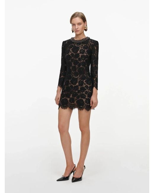 Self-Portrait Black Lace Long Sleeve Mini Dress