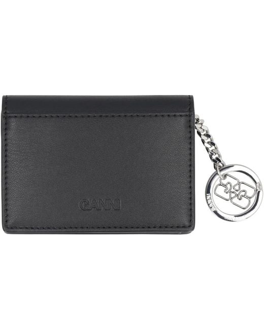 Ganni Black Bou Faux Leather Card Holder