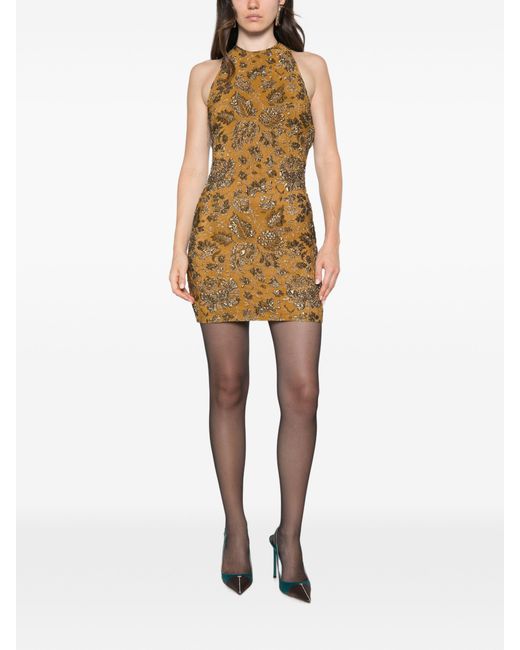 Saint Laurent Metallic Brocade Mini Dress
