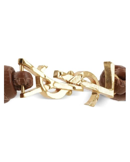 Saint Laurent White Cassandre Leather Cord Bracelet