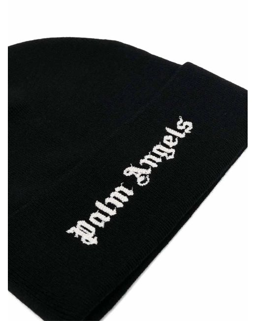 Palm Angels Black Classic Logo Beanie