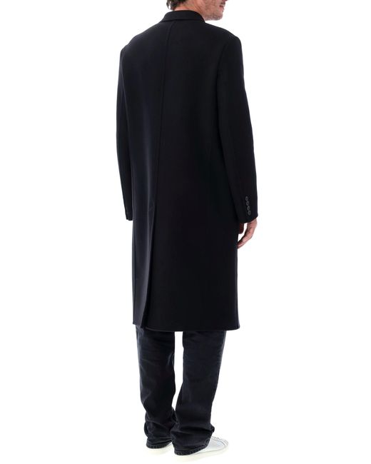 Saint Laurent Black Double-Breasted Wool Coat for men