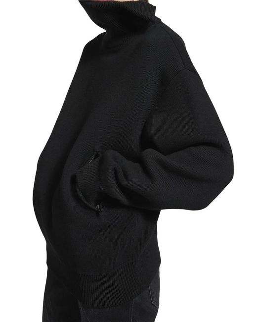 Balenciaga Blue Cotton High-Neck Zip Sweater