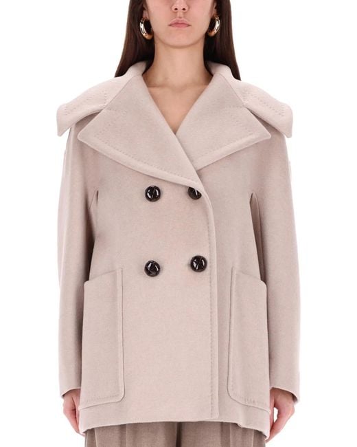 Max Mara Natural Double-Breasted Coat "Mario"