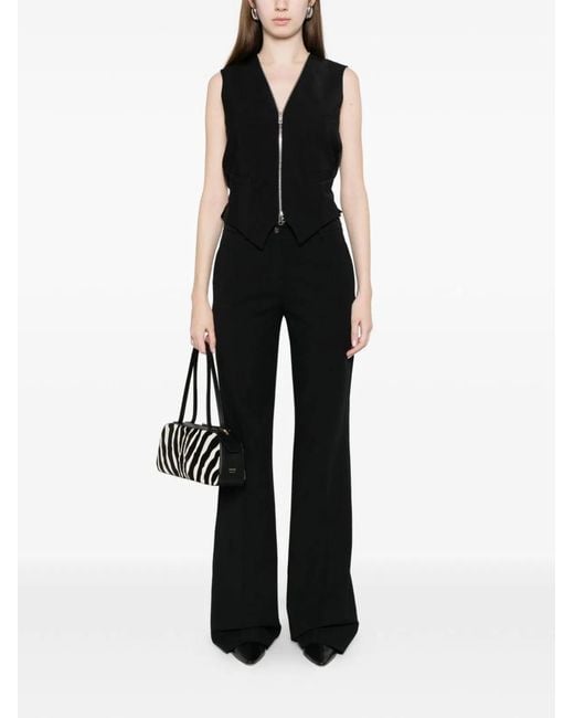 Via Masini 80 Black Cotton Wide-Leg Trousers