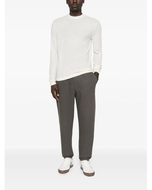 Emporio Armani White Wool Crewneck Sweater for men