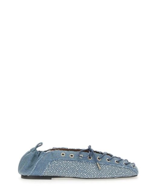 Ganni Blue Lace-Up Ballerina