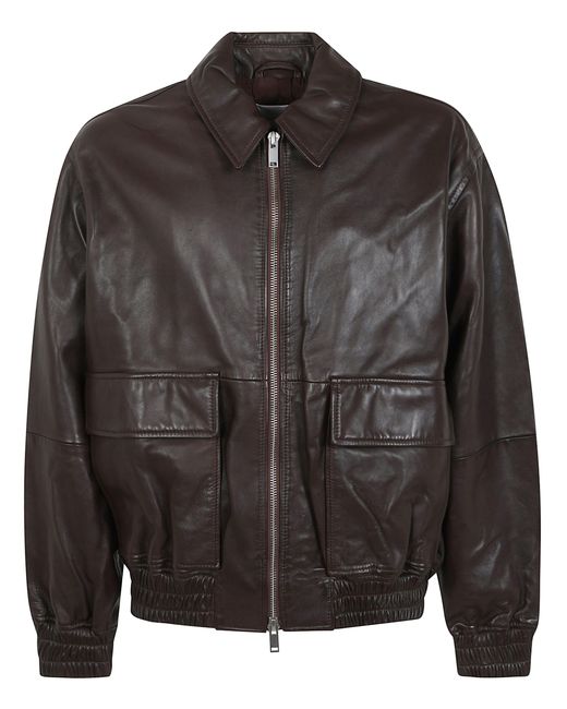 Studio Nicholson Black Leather Bomber for men