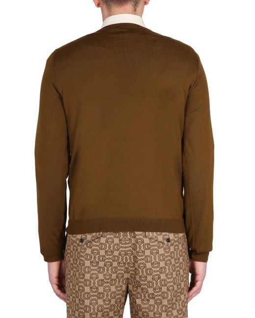 Gucci Brown Wool T-Shirt With Embroidered Logo for men