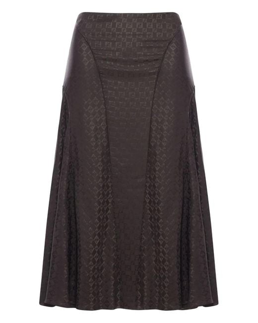 Fendi Gray Ff Jacquard Silk Skirt