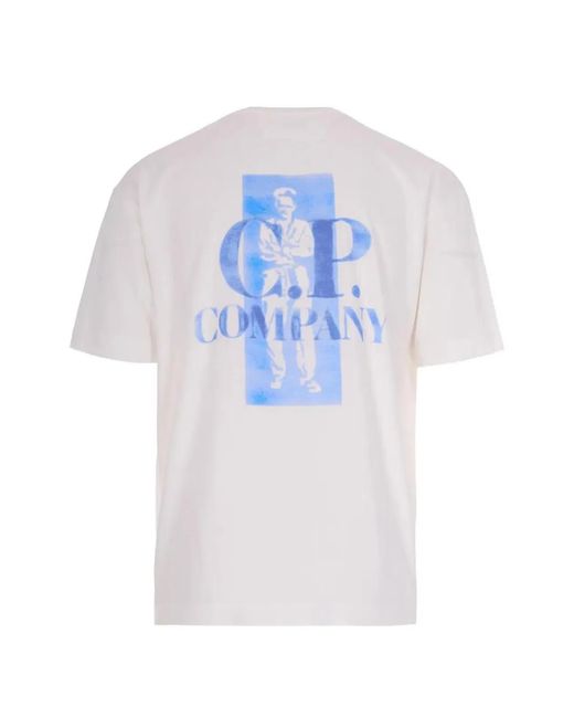 C P Company White C.P.Company T-Shirt With Logo for men