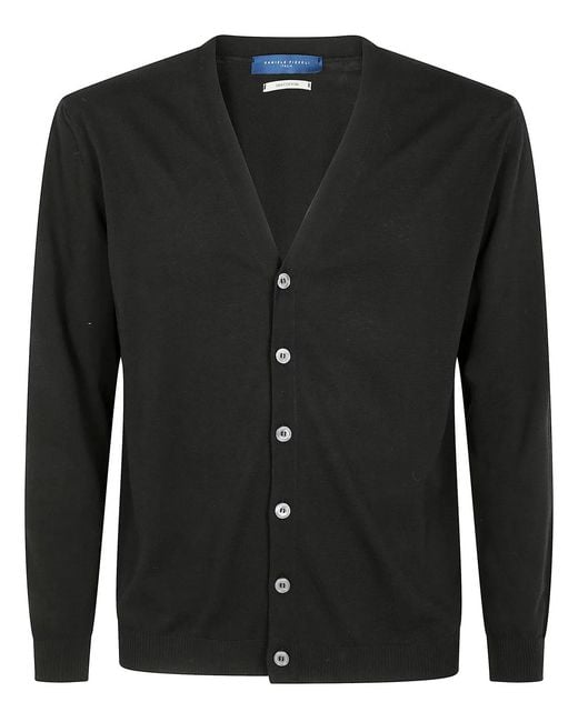 Daniele Fiesoli Black Bottons Cardigan for men
