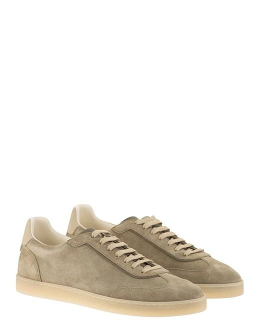 Brunello Cucinelli Natural Suede Trainers for men