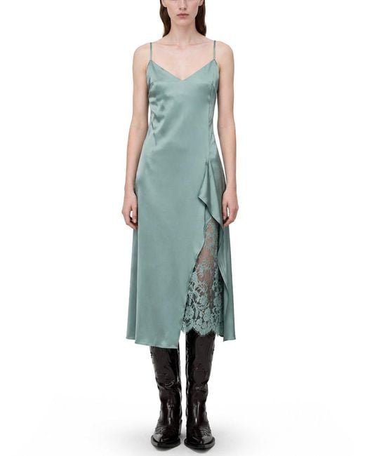 Acne Green Satin Midi Dress