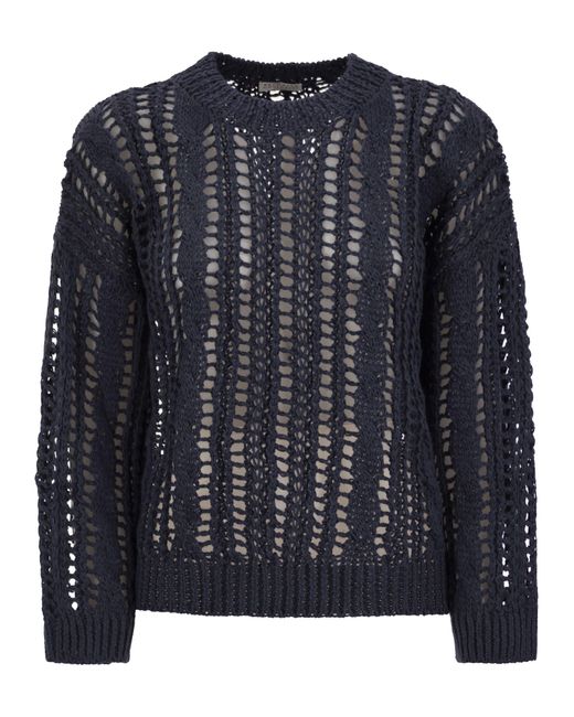 Brunello Cucinelli Black Cable & Mesh Jute And Cotton Jersey