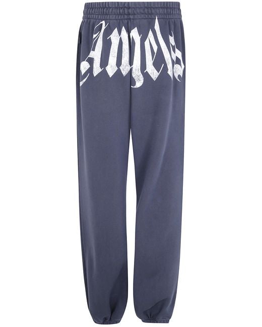 Palm Angels Blue "Big Waist Logo" Sweatpants for men