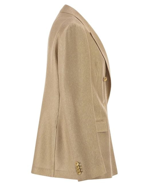 Tagliatore Natural Double-Breasted Textured Cotton Blazer