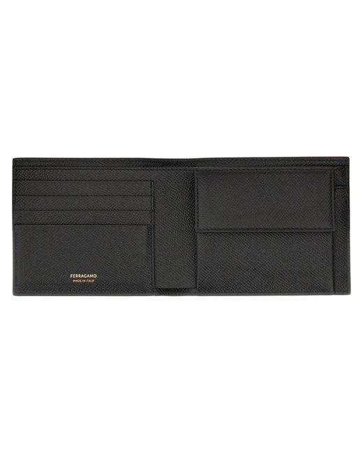 Ferragamo Black Calf Leather Wallets for men