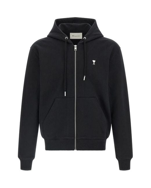AMI Black Ami De Coeur Cotton Hoodie for men