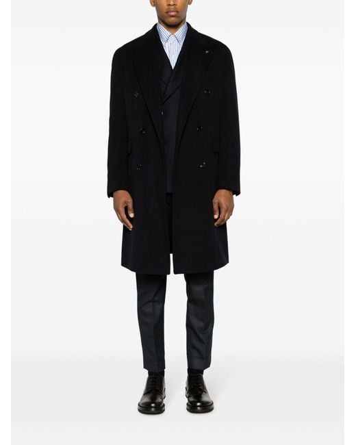 Tagliatore Blue Virgin Wool Coat for men