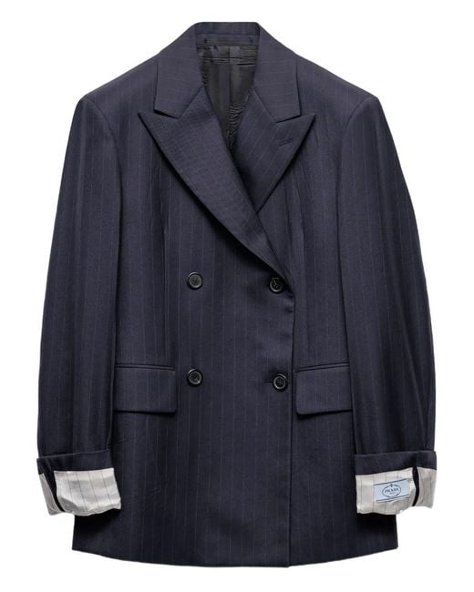 Prada Blue Double Breasted Wool Jacket