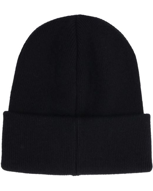 DSquared² Black Ribbed Knit Beanie for men