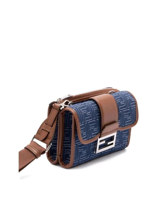 Fendi Blue Baguette Double Bag for men