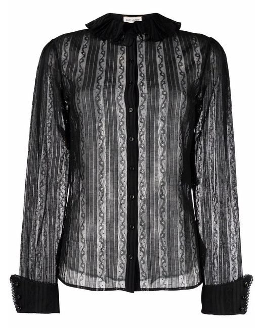 Saint Laurent Black Patchwork Cotton Shirt For
