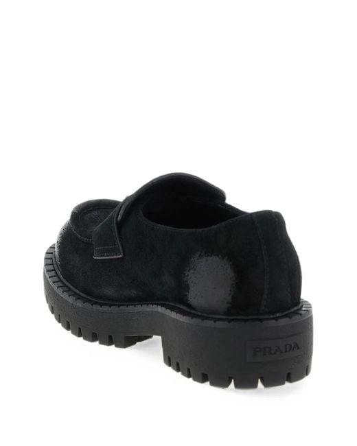 Prada Black Flat Shoes, 100% Vitello for men